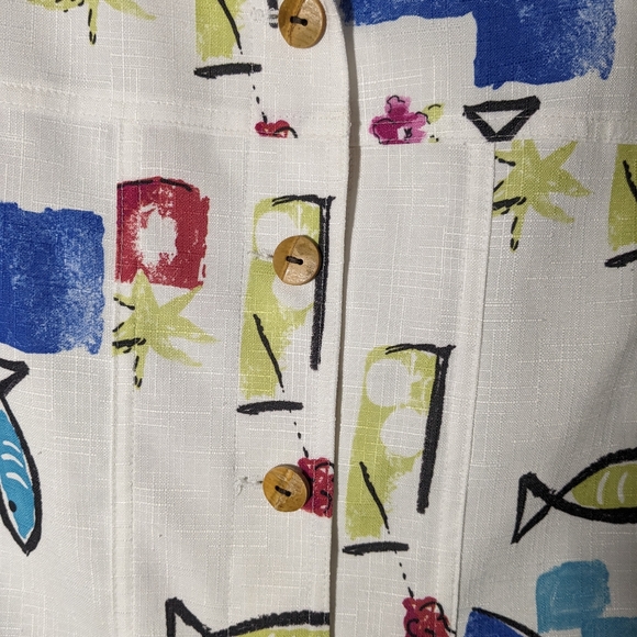 Vintage Alia Fruit and Fish Print Colourful Lightweight Jacket - Picture 9 of 9